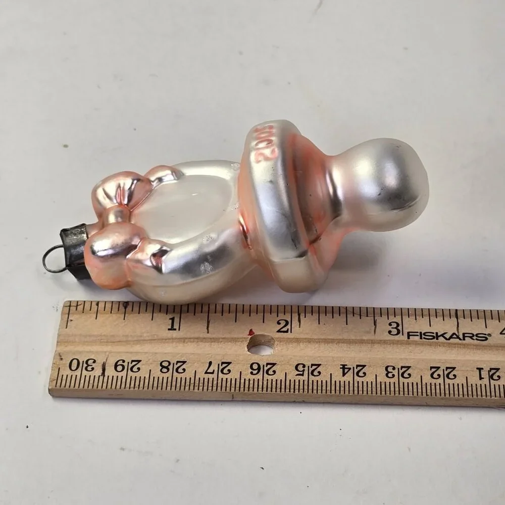 Vintage Ornament Baby Pacifier Blown Glass Pink Target Christmas West Germany